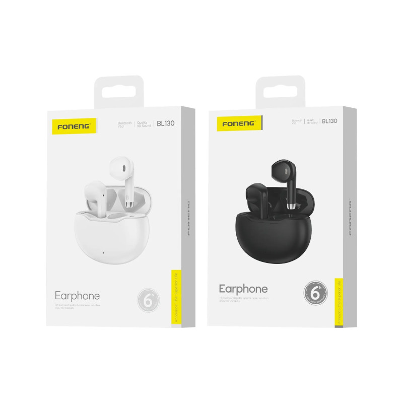 FONENG BL130 Trådløse Ørepropper – TWS Bluetooth 5.3, ENC, Svart