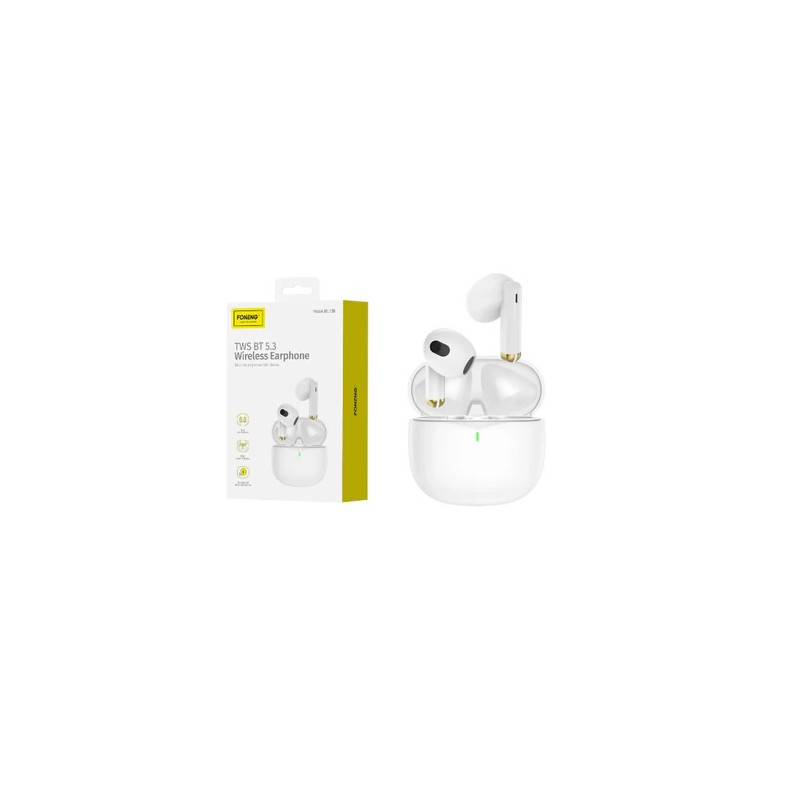 FONENG BL126 Trådløse Ørepropper – TWS Bluetooth 5.3, ENC, Hvit